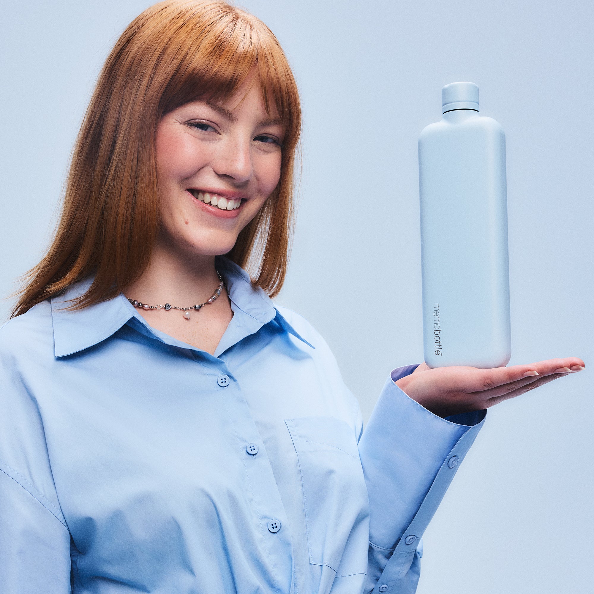 Slim memobottle (Stainless Steel) – Powder Blue